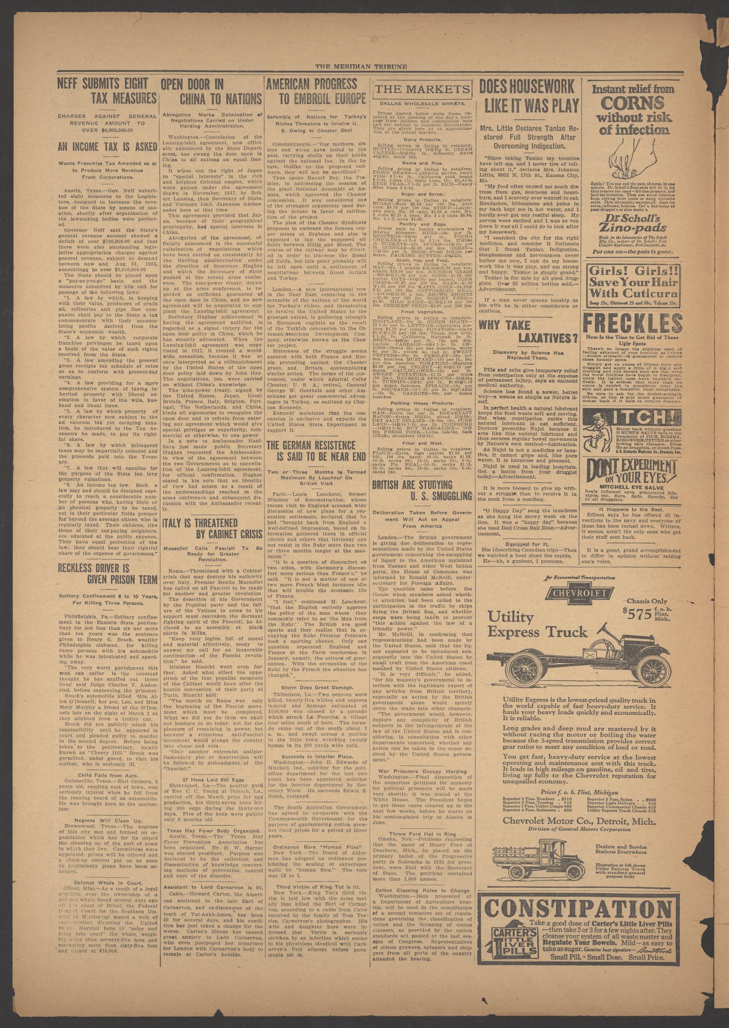 The Meridian Tribune (Meridian, Tex.), Vol. 28, No. 46, Ed. 1 Friday, April 20, 1923
                                                
                                                    [Sequence #]: 4 of 8
                                                