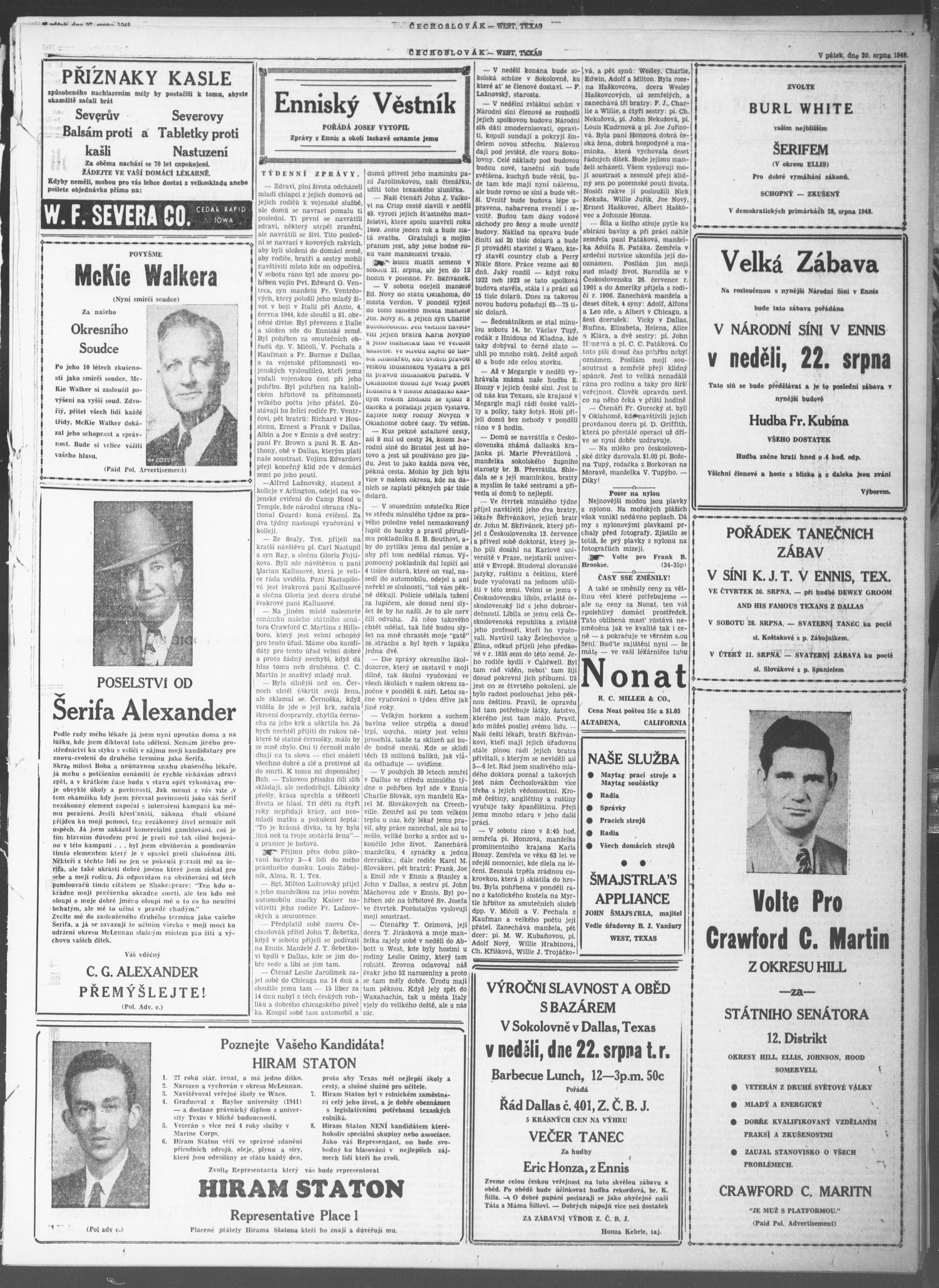 Čechoslovák and Westske Noviny (West, Tex.), Vol. 37, No. 34, Ed. 1 Friday, August 20, 1948
                                                
                                                    [Sequence #]: 3 of 8
                                                