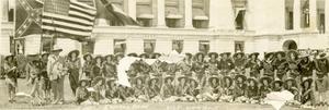 Primary view of object titled '[Photograph of Cowgirl Band at Confederate Veterans Reunion]'.