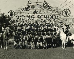 [Photograph of Cowgirls in Front of Riding School]