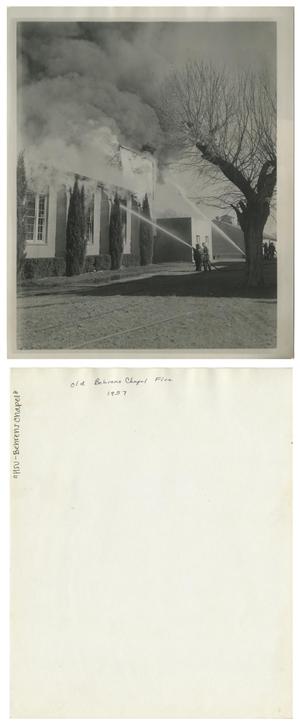 Primary view of object titled '[Photograph of Behrens Chapel Fire]'.