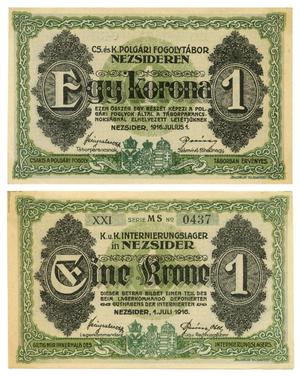 Primary view of object titled '[Voucher from Hungary/ Germany in the denomination of 1 korona/crown]'.