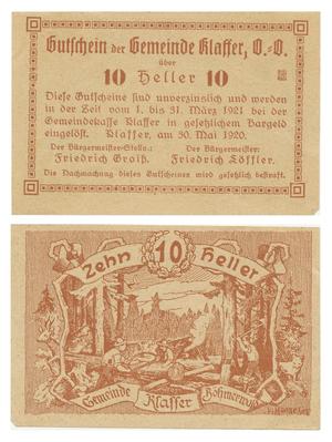 [Voucher from Germany in the denomination of 10 heller]