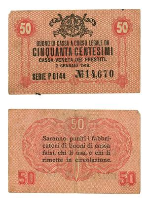 Primary view of object titled '[Currency from Italy in the denomination of 50 cents]'.