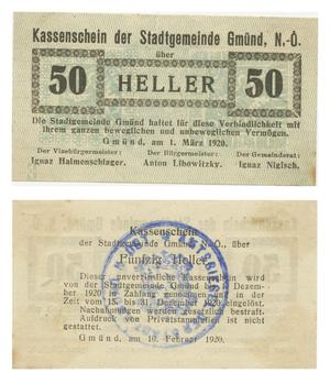 [Voucher from Germany in the denomination of 50 heller]