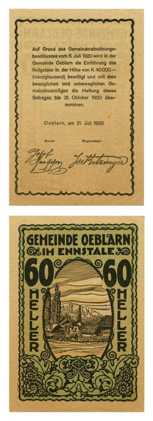Primary view of object titled '[Voucher from Germany in the denomination of 60 heller]'.