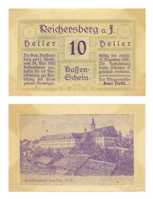 Primary view of object titled '[Currency from Germany in the denomination of 10 heller]'.