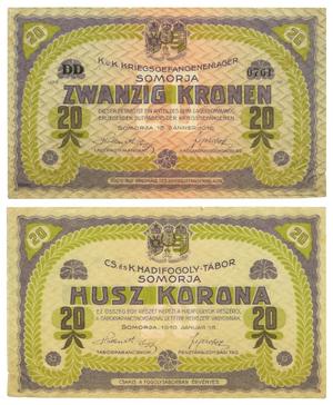 Primary view of object titled '[Voucher from Austria/ Hungary in the denomination of 20 korona/crown]'.