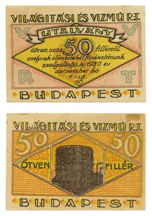 [Voucher from Budapest, Hungary in the denomination of 50 filler]