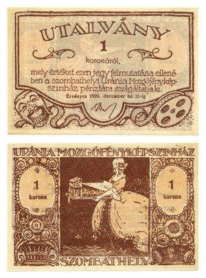 [Voucher from Hungary in the denomination of 1 korona/crown]