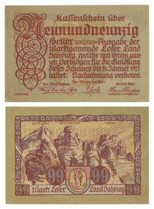 [Voucher from Germany in the denomination of 99 heller]