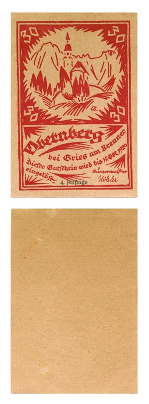 Primary view of object titled '[Voucher from Germany in the denomination of 30 heller]'.
