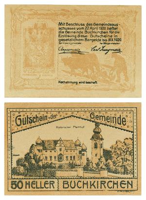 Primary view of object titled '[Voucher from Germany in the denomination of 50 heller]'.