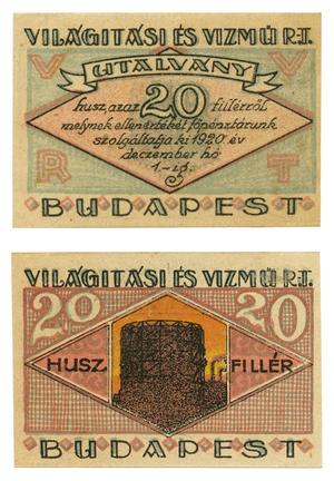 [Voucher from Budapest, Hungary in the denomination of 20 filler]