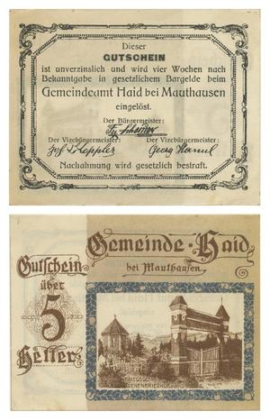 [Voucher from Germany in the denomination of 5 heller]