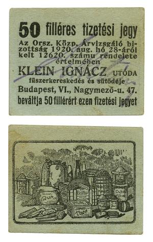 [Voucher from Budapest, Hungary in the denomination of 50 filleres]