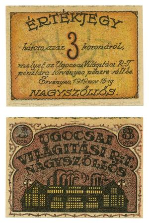 [Voucher from Hungary in the denomination of 3 korona/crown]