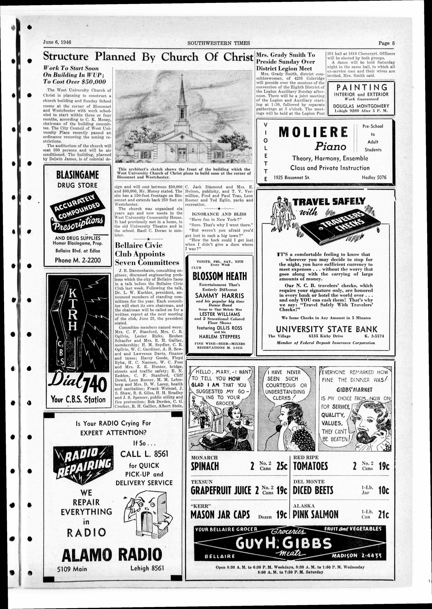 Southwestern Times (Houston, Tex.), Vol. 2, No. 37, Ed. 1 Thursday, June 6, 1946
                                                
                                                    [Sequence #]: 5 of 16
                                                