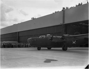 [B-24 heading for initial flight]