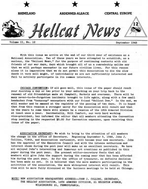 Primary view of object titled 'Hellcat News, (Wilkinsburg, Pa.), Vol. 2, No. 12, Ed. 1, September 1948'.