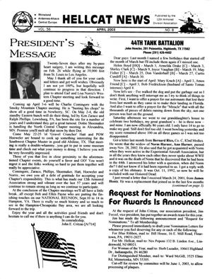 Hellcat News, (Cincinnati, Ohio), Vol. 56, No. 8, Ed. 1, April 2003