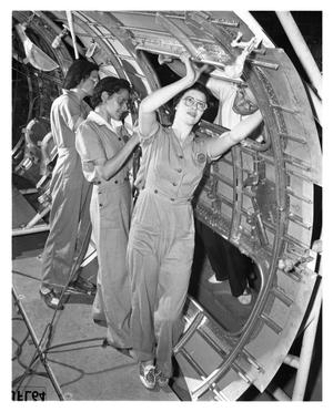 [Three Women Work on Center Wing Section]