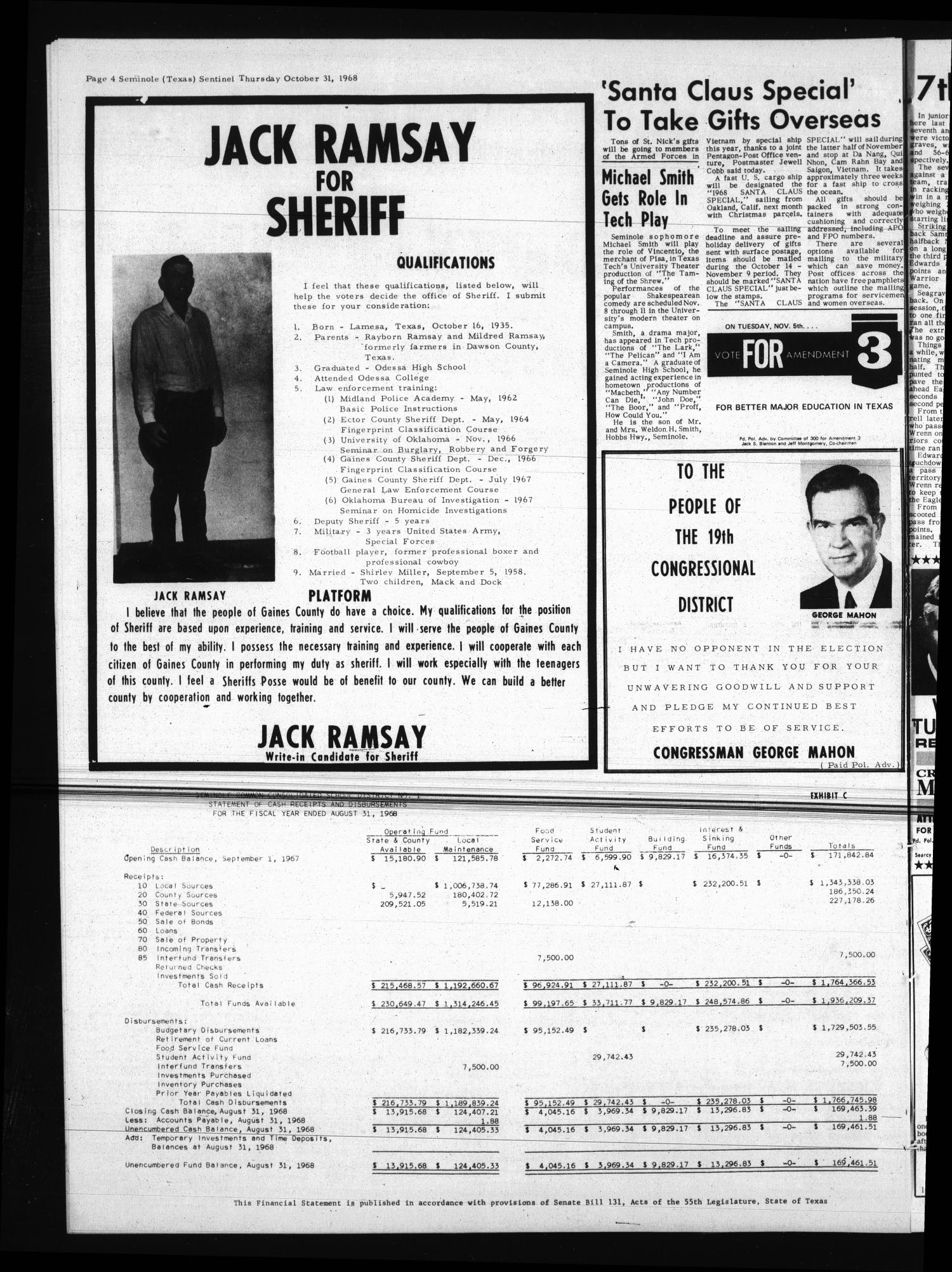 Seminole Sentinel (Seminole, Tex.), Vol. 61, No. 51, Ed. 1 Thursday, October 31, 1968
                                                
                                                    [Sequence #]: 12 of 18
                                                