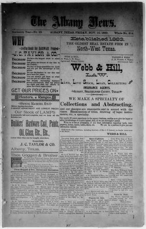 The Albany News. (Albany, Tex.), Vol. 16, No. 29, Ed. 1 Friday, November 10, 1899