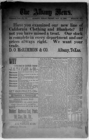 The Albany News. (Albany, Tex.), Vol. 16, No. 25, Ed. 1 Friday, October 13, 1899