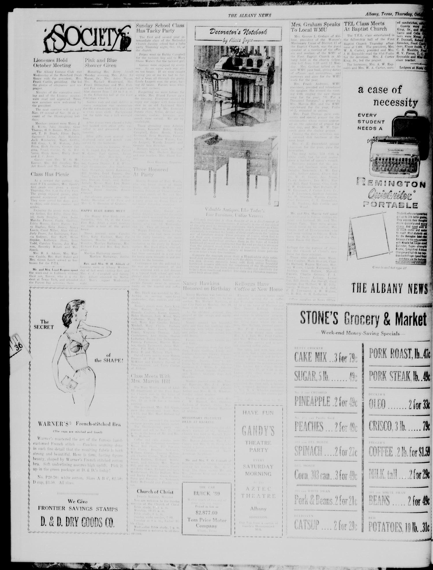The Albany News (Albany, Tex.), Vol. 75, No. 7, Ed. 1 Thursday, October 23, 1958
                                                
                                                    [Sequence #]: 4 of 8
                                                