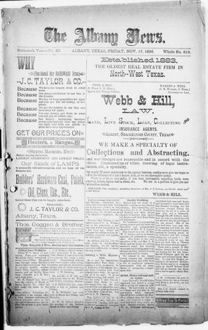 The Albany News. (Albany, Tex.), Vol. 16, No. 30, Ed. 1 Friday, November 17, 1899