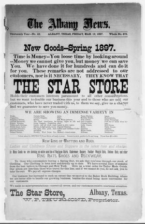 The Albany News. (Albany, Tex.), Vol. 13, No. 49, Ed. 1 Friday, March 19, 1897