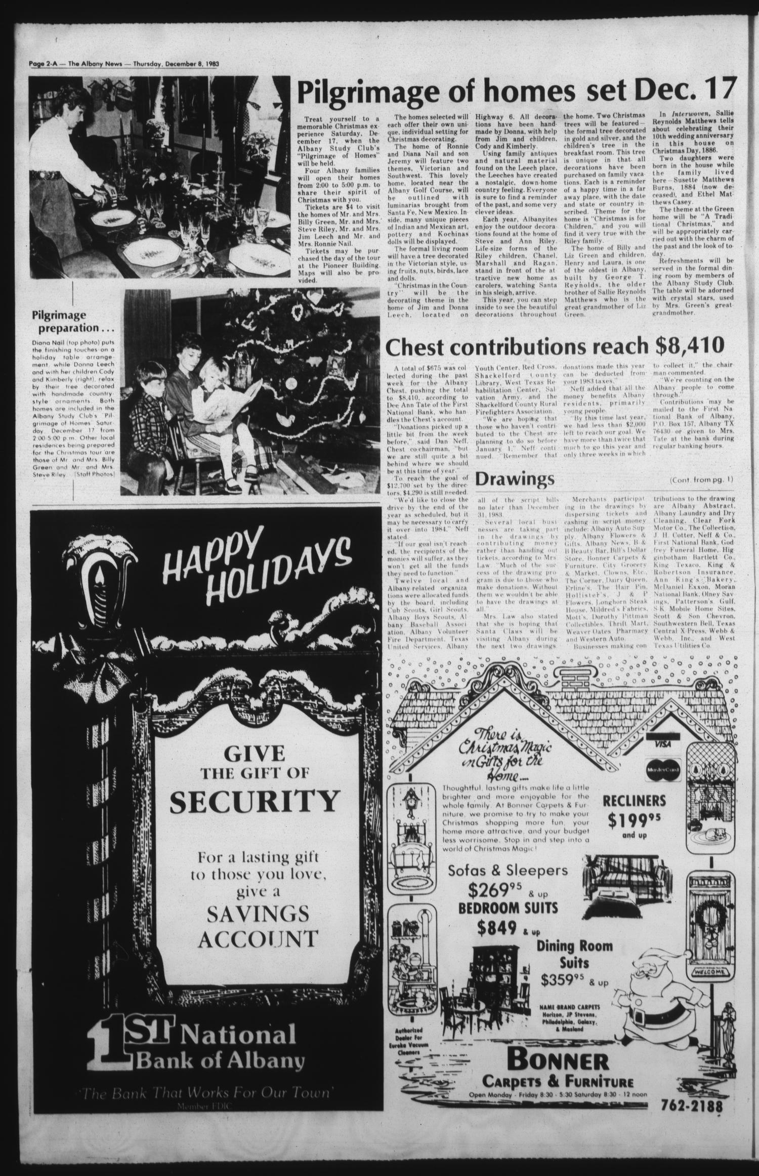 The Albany News (Albany, Tex.), Vol. 108, No. 25, Ed. 1 Thursday, December 8, 1983
                                                
                                                    [Sequence #]: 2 of 14
                                                