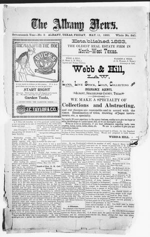 The Albany News. (Albany, Tex.), Vol. 17, No. 3, Ed. 1 Friday, May 11, 1900