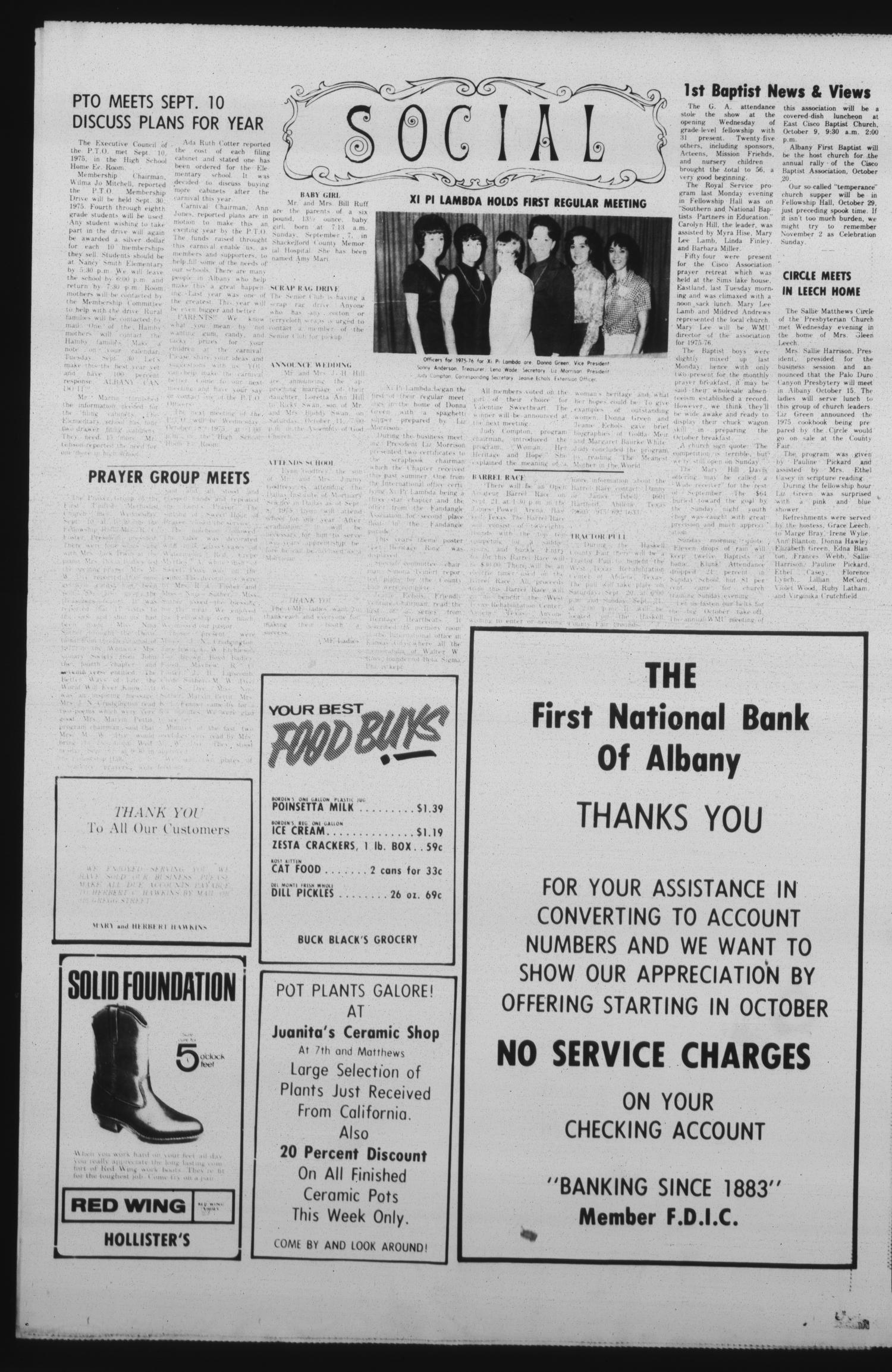 The Albany News (Albany, Tex.), Vol. 100, No. 12, Ed. 1 Thursday, September 18, 1975
                                                
                                                    [Sequence #]: 4 of 8
                                                
