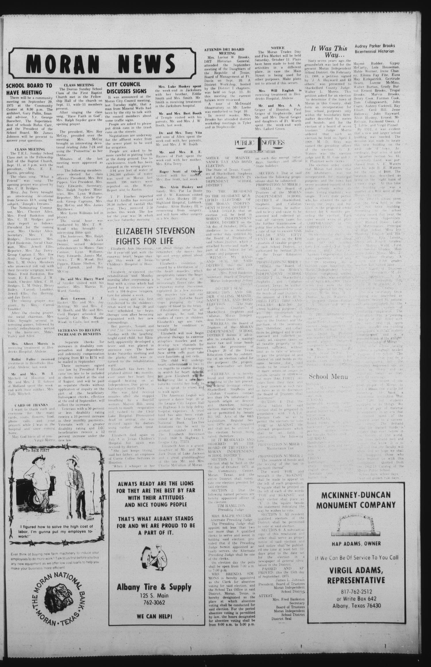 The Albany News (Albany, Tex.), Vol. 100, No. 12, Ed. 1 Thursday, September 18, 1975
                                                
                                                    [Sequence #]: 7 of 8
                                                