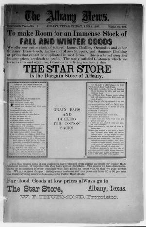 Primary view of object titled 'The Albany News. (Albany, Tex.), Vol. 14, No. 17, Ed. 1 Friday, August 6, 1897'.