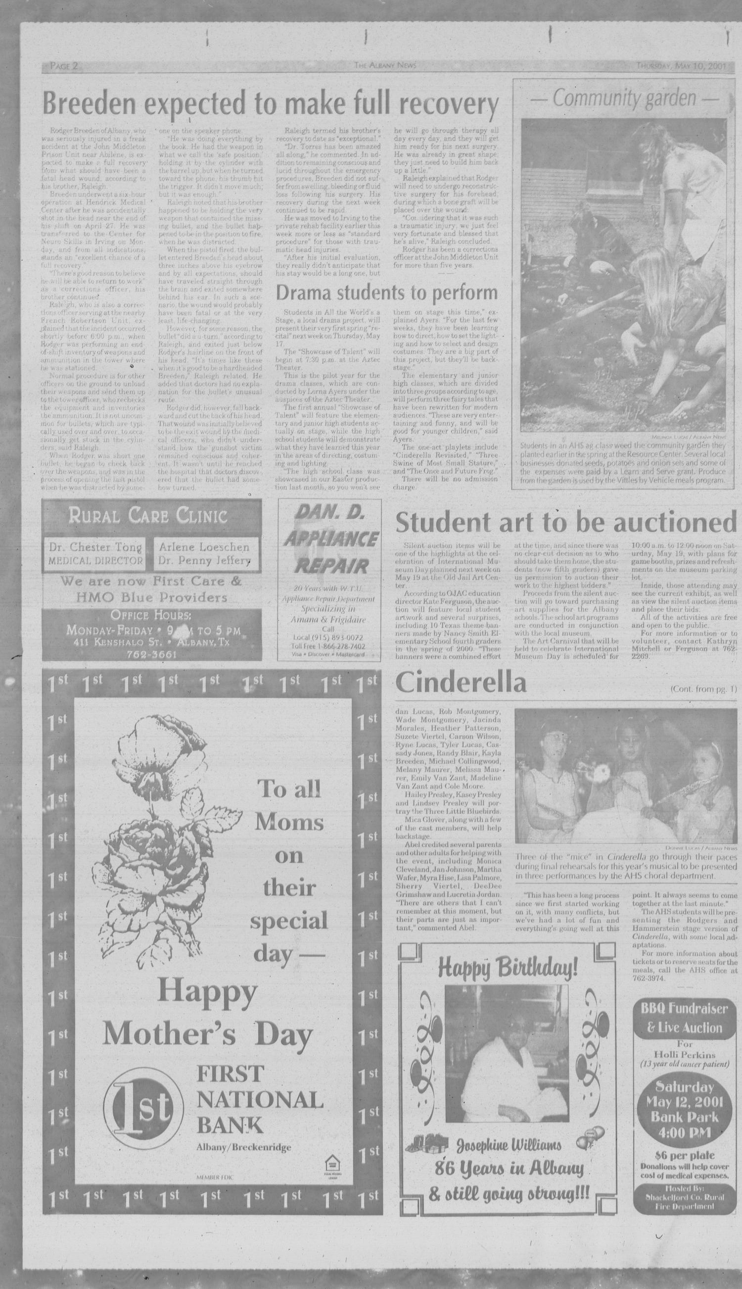 The Albany News (Albany, Tex.), Vol. 125, No. 50, Ed. 1 Thursday, May 10, 2001
                                                
                                                    [Sequence #]: 2 of 12
                                                