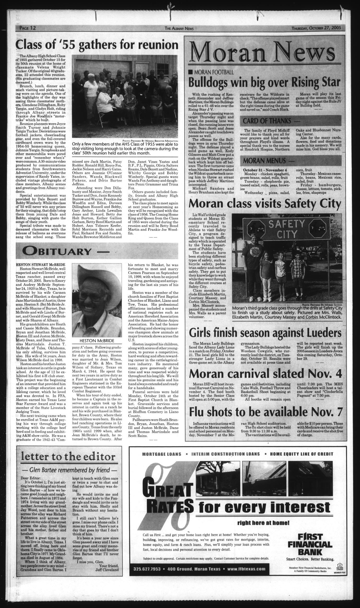 The Albany News (Albany, Tex.), Vol. 130, No. 22, Ed. 1 Thursday, October 27, 2005
                                                
                                                    [Sequence #]: 12 of 12
                                                