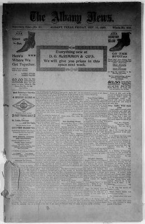 Primary view of object titled 'The Albany News. (Albany, Tex.), Vol. 16, No. 21, Ed. 1 Friday, September 15, 1899'.