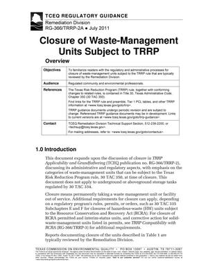 Primary view of object titled 'Closure of Waste-Management Units Subject to TRRP'.
