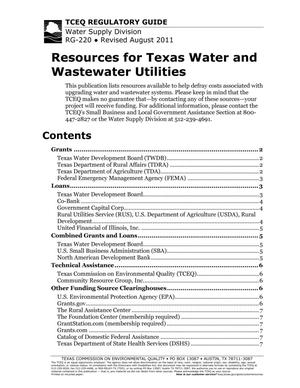 Primary view of object titled 'Resources for Texas Water and Wastewater Utilities'.