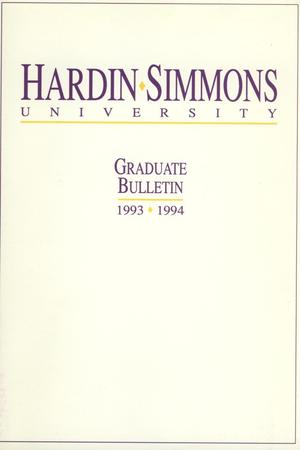 Catalog of Hardin-Simmons University, 1995-1996 Graduate Bulletin