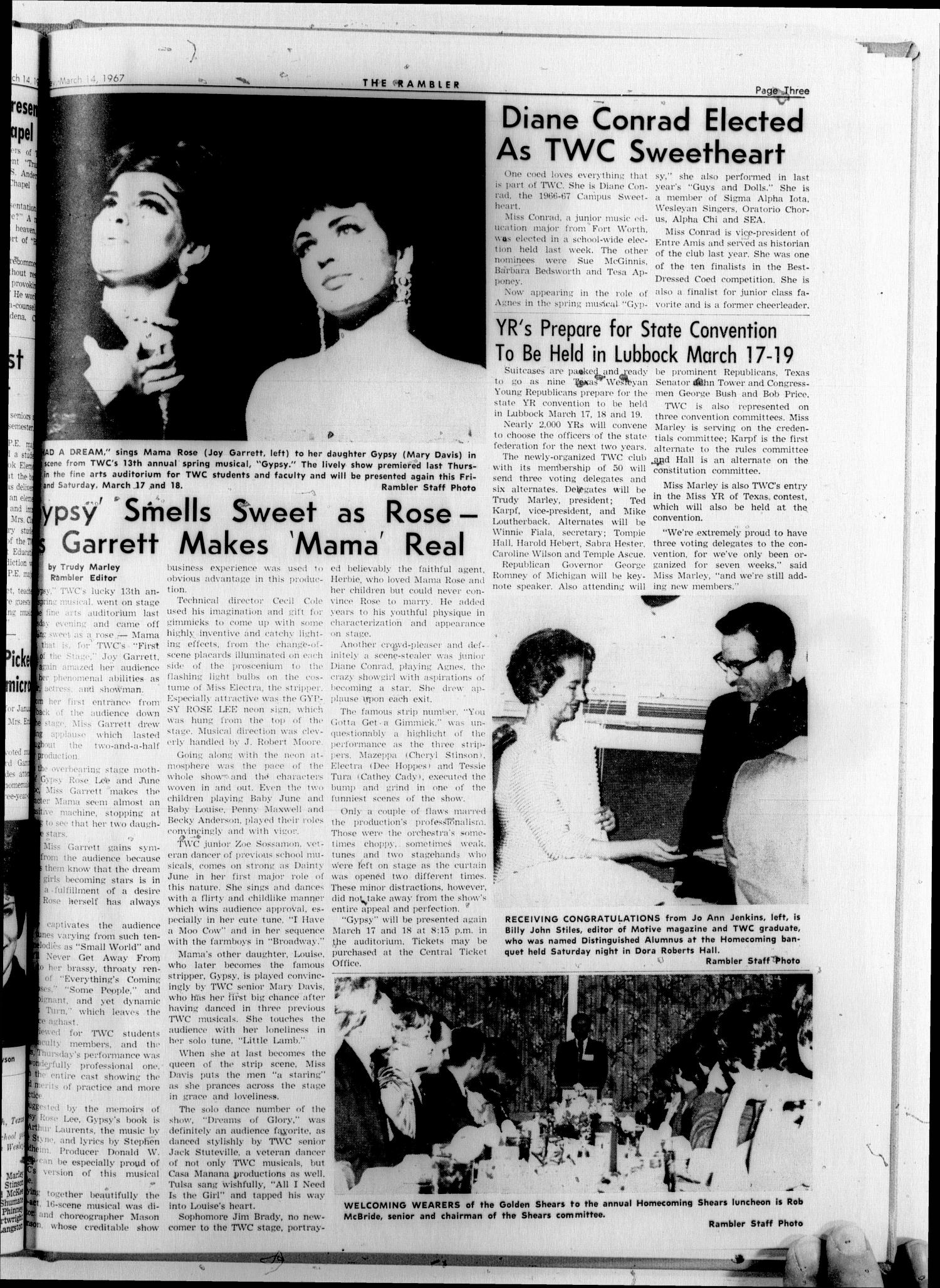The Rambler (Fort Worth, Tex.), Vol. 40, No. 21, Ed. 1 Tuesday, March 14, 1967
                                                
                                                    [Sequence #]: 3 of 4
                                                
