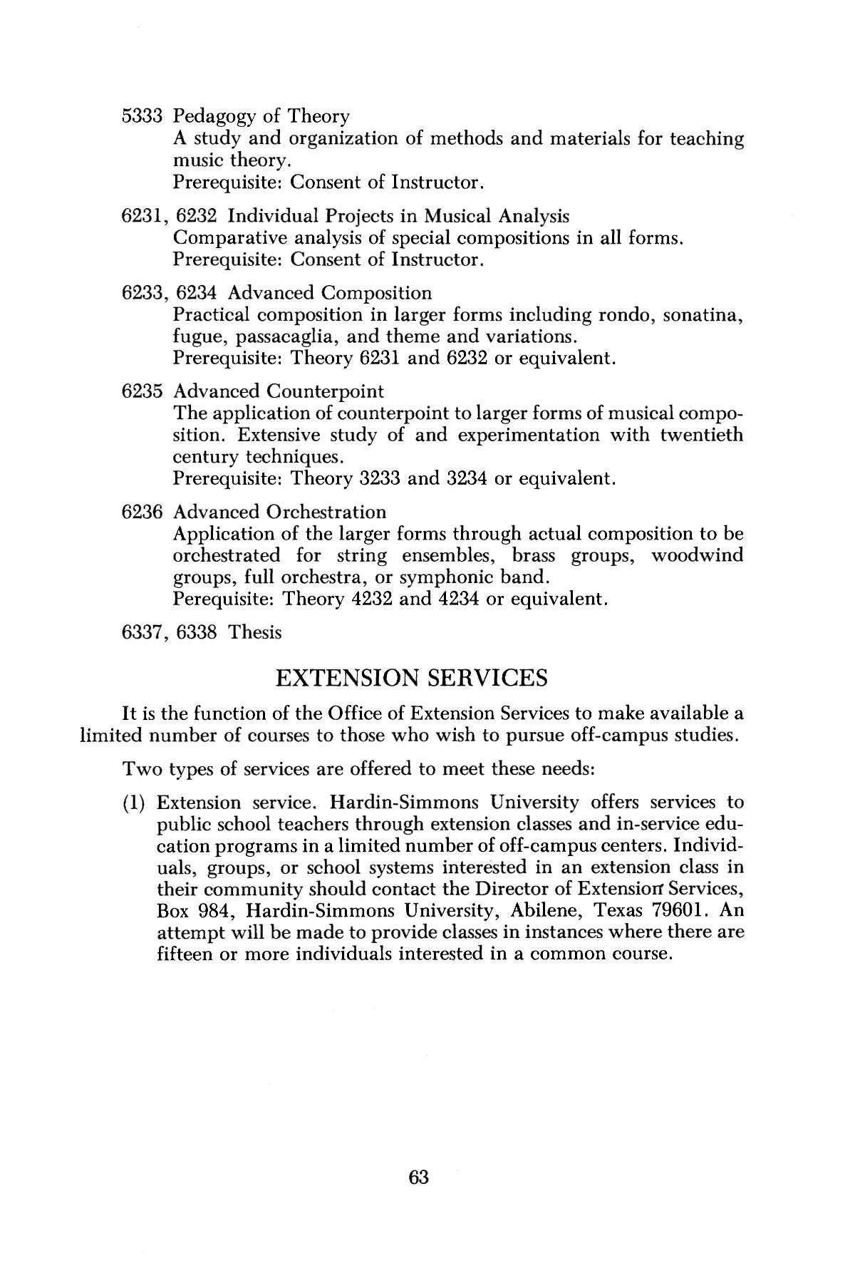 Catalog of Hardin-Simmons University, 1979-1980 Graduate Bulletin
                                                
                                                    63
                                                