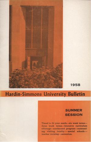 Primary view of object titled 'Catalog of Hardin-Simmons University, 1958 Summer Session'.