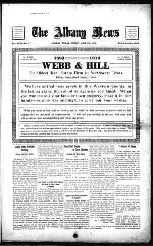 The Albany News (Albany, Tex.), Vol. 27, No. 3, Ed. 1 Friday, June 24, 1910