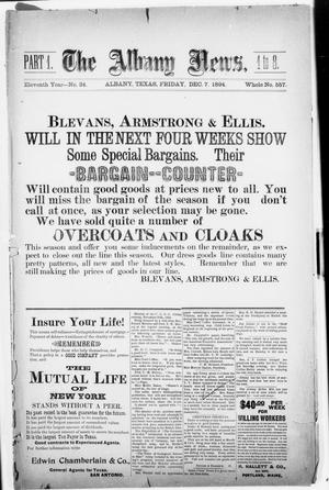 The Albany News. (Albany, Tex.), Vol. 11, No. 34, Ed. 1 Friday, December 7, 1894