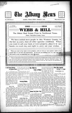 The Albany News (Albany, Tex.), Vol. 26, No. 41, Ed. 1 Friday, March 4, 1910