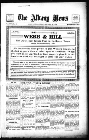 The Albany News (Albany, Tex.), Vol. 27, No. 19, Ed. 1 Friday, October 14, 1910